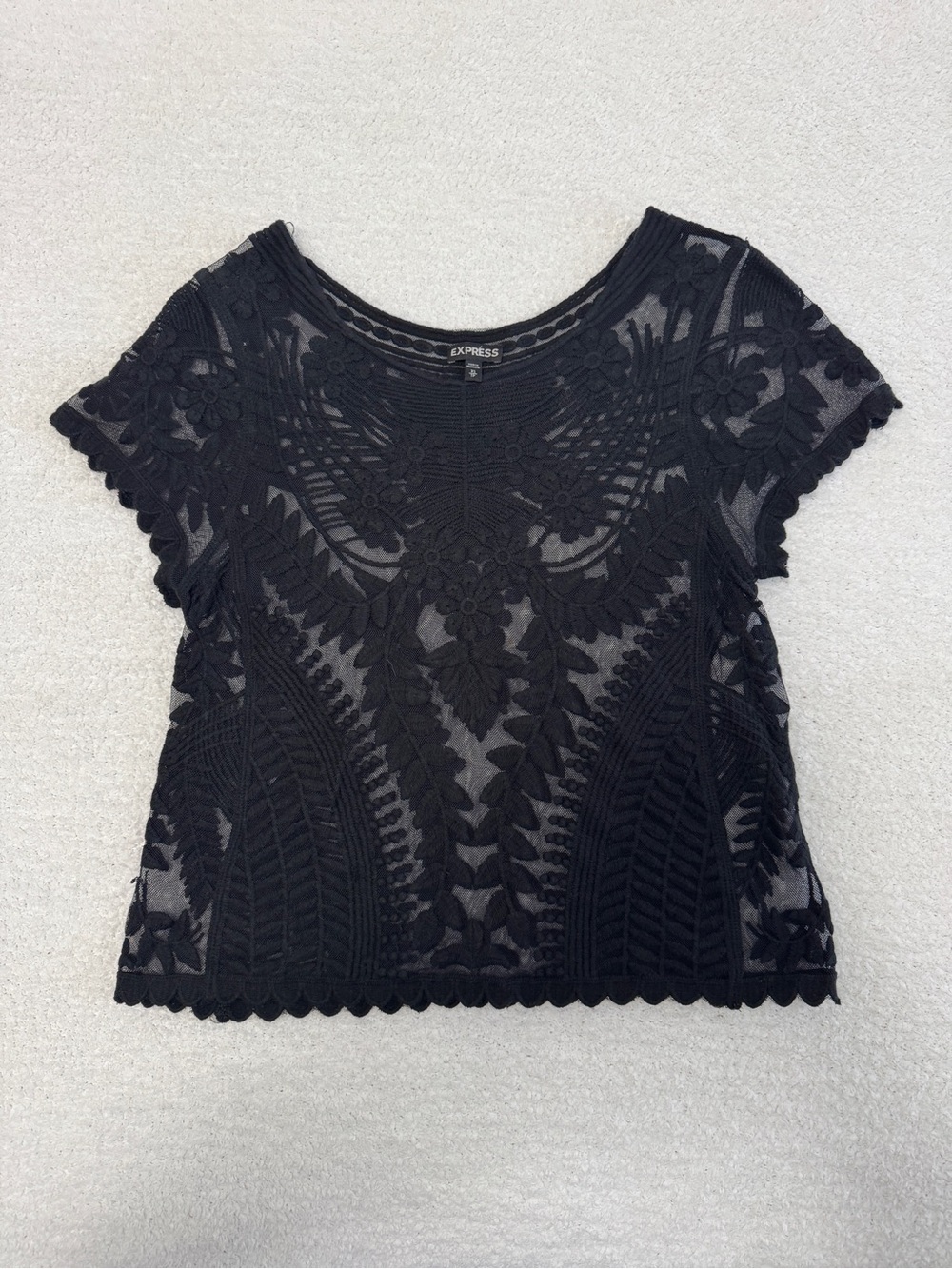 Express Black Lace Short Sleeve Top